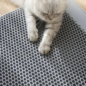 Double Layer Cat Litter Mat, Efficient Splash-Proof Eva Material, Non-Slip and Easy to Clean, 55x75cm/60x90cm Sizes