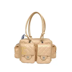 Pre-owned CHANEL leather Tote Bags Mint color C 10 sized bag with silver buckle, vintage, Kangpeng motorcycle bag, small size