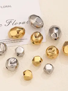 Stainless Steel Meteorite Pattern Polygon Beads Jewelry Accessories DIY Handmade Necklace Pendant Charm, Pack of 3