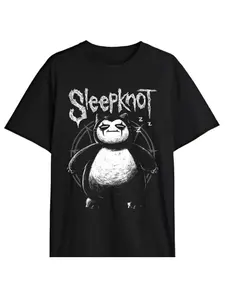 Sleepknot Pikachu Heavy Metal Print T-Shirt, Unisex Pokémon & Rock & Punk Style, Casual Short Sleeve Top, Streetwear Fun Graphic Tee