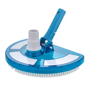 Weighted Pool Vacuum Head, Transparent Curved Half Moon Body - Swivel Connection, Pole Handle, Above Ground, Inground Swimming Pools