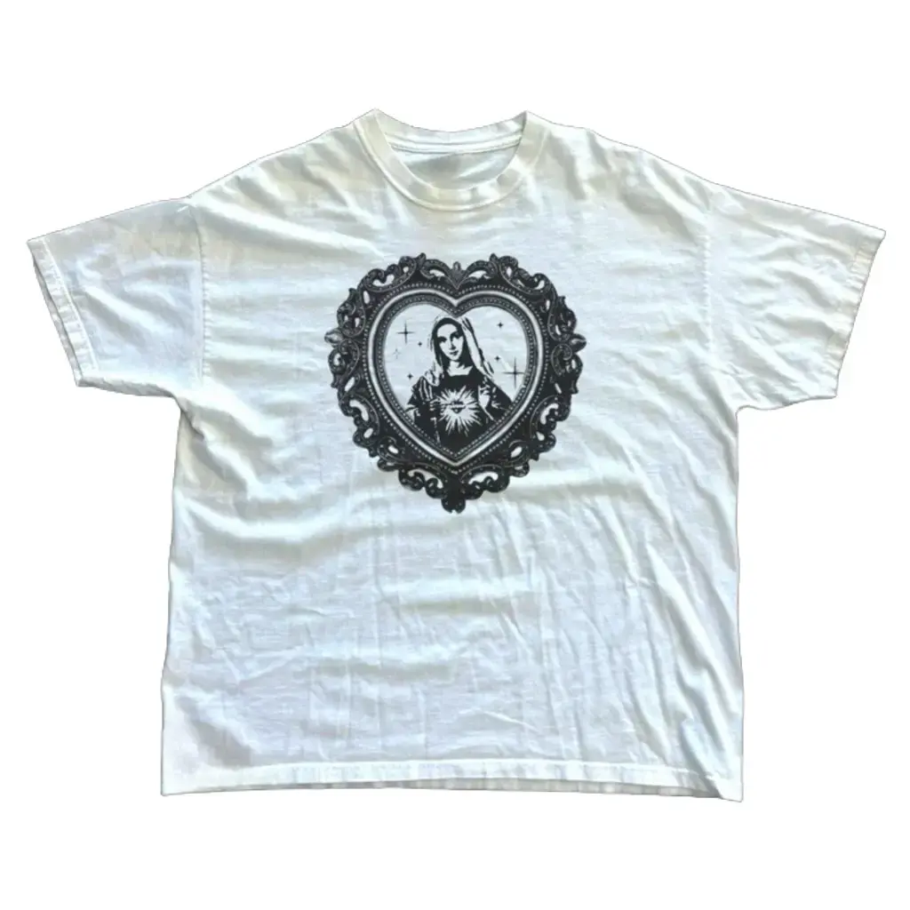 Sacred Heart Gothic Tee - Vintage Mary Graphic & Dark Academia T-Shirt, Y2k Shirt, Y2k Fashion, Vintage T-Shirt, Gift For Men & Women, Unisex Crewneck T-Shirt Menswear Womenswear Streetwear Top