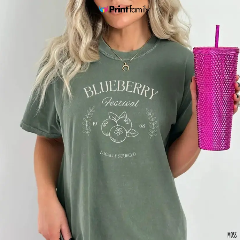 Blueberry Vintage Comfort Colors Shirt, Blueberry Festival Cottagecore Shirt, Blueberry Comfort Colors Shirt, Summer Fruit Blueberry Shirt - Printfamily