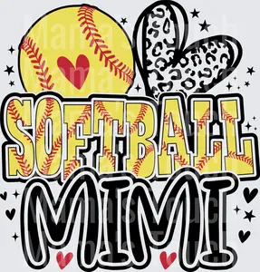 Softball MiMi with Heart - Softball Design - DTF Transfers - Direct to Film Transfer - THIS IS NOT A T-Shirt or Digital product