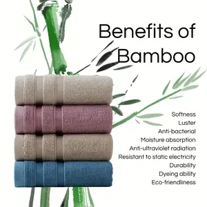 4pcs Super Soft Bamboo Hand Towels – Natural, Hypoallergenic, and Sustainable – 13.39 x 29.53 Inches – Ideal Bathroom Accessories - 70% Cellulose, 30% Cotton Towel Set