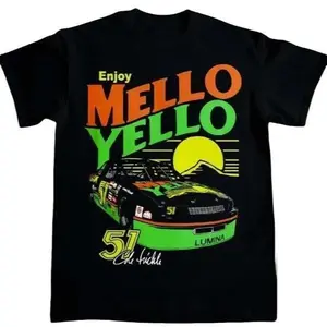 Mell0 Yell0 Racing T-Shirt, Race Car, Days of Thunder, N4SCAR tee, Car Racing 90 Classic Cotton, Fashion Cotton, Full Colors, Full Sizes, For Men, For Women