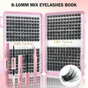 384 Cluster Independent Eyelash Set Natural 3D False Lashes Segmented Extension Kit 8mm-16mm Mixed Lashes DIY Eyelash Extensions Suitable for Women and Girls