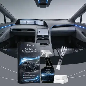 Car Interior Cleaner Kit with Brush No-Rinse Foam Interior Car Cleaner for Dashboard Leather Seats & Screens Scratch-Free Car Cleaning Spray