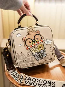 Cute Cartoon Print Messenger Bag, Cross Body Bags, Crossbody Messenger Bag, Fashionable Small Square Handbag for Women, Perfect for Daily Outings, Shopping & Commuting