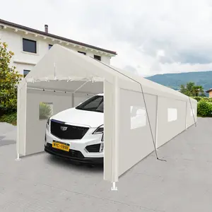 10×30FT Heavy Duty Portable Carport Garage Tent for Outdoor Storage Shelter with Window, White Multifunctional Practical