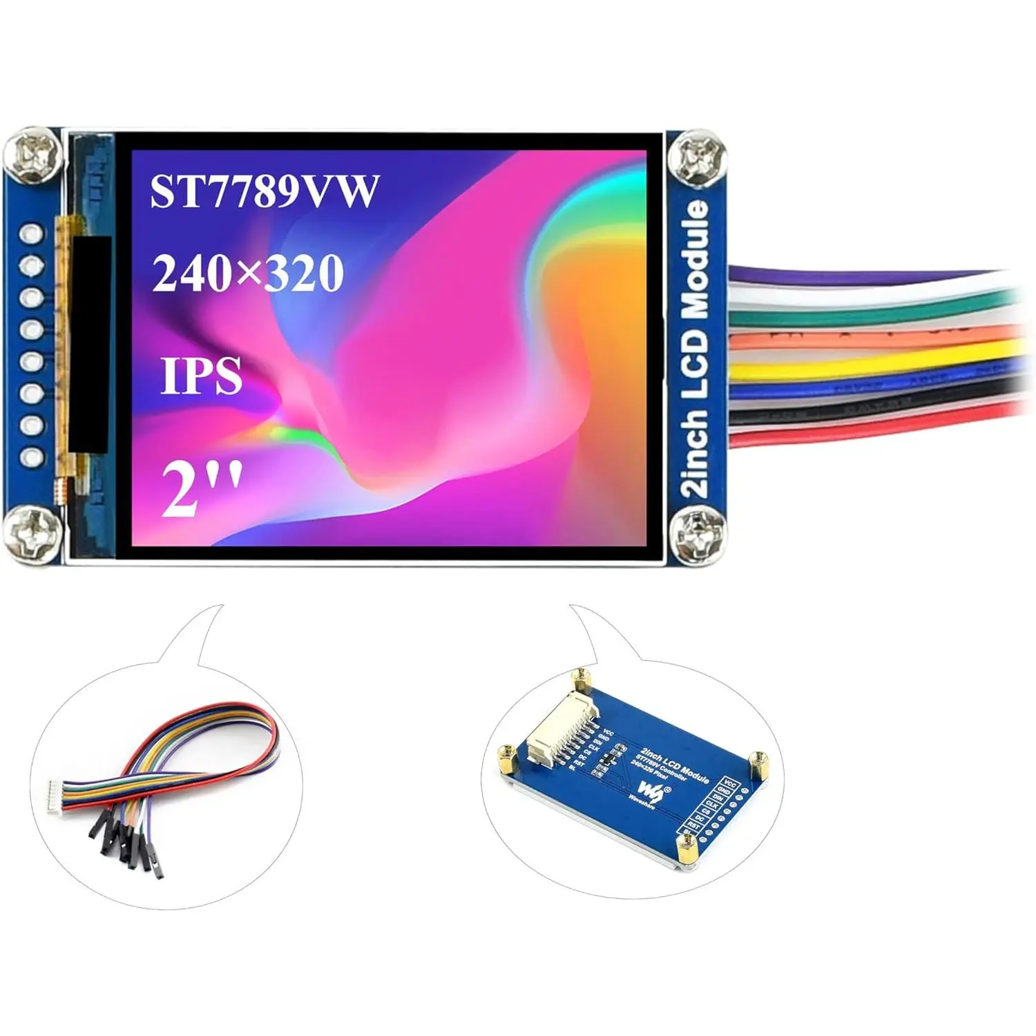 2inch LCD Module Mini LCD Screen Compatible with Raspberry Pi/Ardu-ino/STM32, 240x320 Resolution IPS LCD Display, 262K RGB Color, Embedded ST7789VW Driver, SPI Interface