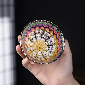 Rainbow Kiln-Changed Peacock Jianzhan Tea Cup – Handcrafted Master’s Ceramic Cup for Gongfu Tea Tasting