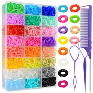 2880Pcs Elastic Rubber Bands twenty four Colors Small Elastic Hair Ties for Children Adult Mini Colorful Hair Bands Kit for Toddler Baby Girls Accessories