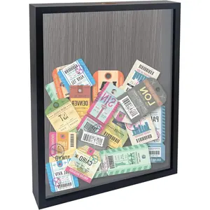 Travel Shadow Box Black 11x14 Top Loading Display Case Frame with Slot, Movie Travel Sporting Events Concert Ticket Stubs Drink  Caps Memory Keepsake Box