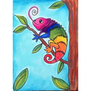 Add-On Art Project - Colorful Chameleon L1 (Comes with the L1 Kit!) (ages 4+) Dot Guides Roll for Step-by-Step Learning & Motor Skills Enhancement