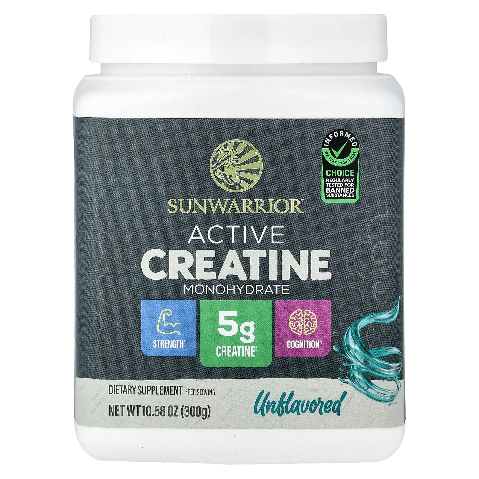 Sunwarrior Active Creatine Monohydrate, Unflavored, 10.58 oz (300 g)