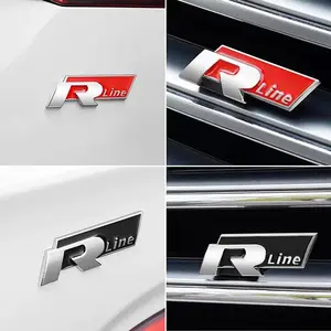 Volkswagen Vw R-Line 3D Metal R Logo Front Grill Emblem, Rear Trunk Sticker for Golf 4-7, CC, Touran, Polo, Jetta, Tiguan, Touareg, Vehicle Exterior Decoration, Car Decals, Car Stickers