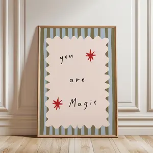 You Are Magic Print - Whimsical Typography Poster, Positive Quote Print, Kids Room Decor, Nursery Art, Retro Wall Art, Kids' Room Decor