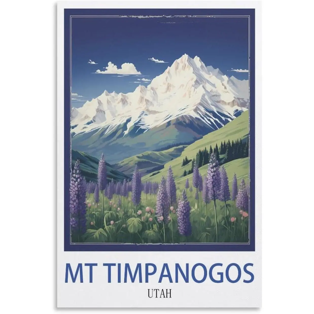 KarFri Mt Timpanogos Utah Vintage Travel Poster 24x36inch(60x90cm) Canvas Art Prints Picture Wall Art for Living Room Bedroom Office Decor, Unframe-style