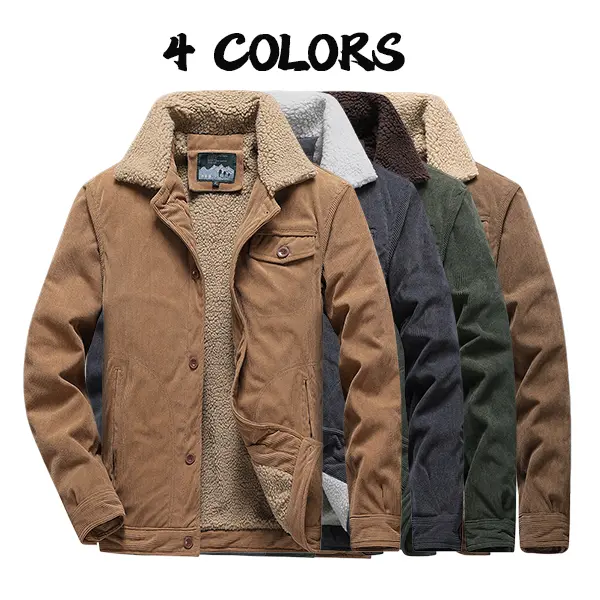 Men’s Winter Down-Padded Turn-Down Collar Workwear Jacket – Fleece-lined, warm outerwear suitable for autumn and winter commuting, outdoor activities, shopping, and everyday casual wear