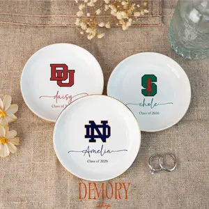 Custom College Logo Trinket Dish, Graduation Jewelry Dish, University Pride Trinket Tray, College Dorm Decor, End Of Year Gifts, Alumni Gifts, Class Of 2026 Ring Dish, Graduation Gift