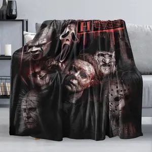 Horror Flannel Blanket The Golden Ghouls Perfect Movie Throw Halloween Blanket Unisex Warm Air Conditioning Blanket 50x60  Horror Punk Rock Blanket Throw Applies to Super Soft
