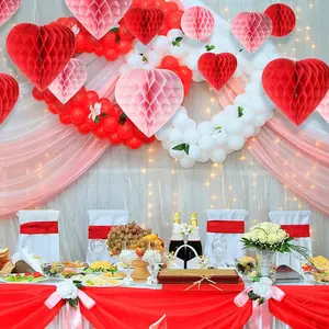 Scene Party Hanging Decorations, Valentine's Day Ball Honeycomb Arrangement, Hotel Heart Seven-Eight Mall Wedding Decoration Set of 2
