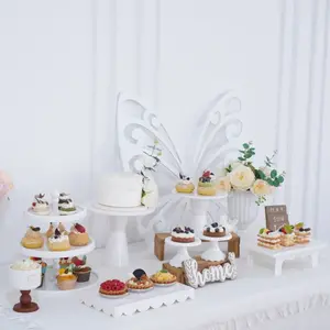 Party Decoration Cupcake Stand, 4pcs Dessert Table Display Set, Plastic Cup Cake Holder Tower Stand& Cookie Serving Trays for Wedding, Tea Party, Birthday, Baby Shower