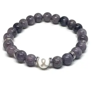 Limited Edition Parkinsons Awareness Gray Grey Ribbon Unisex Mens and Womens Stretchy Bracelet