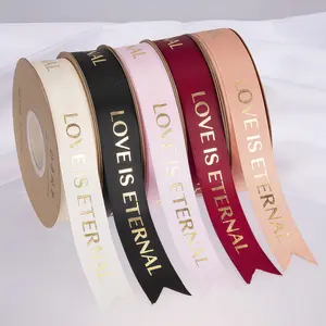 1Roll/4Rolls Romantic Gift Packaging Belt Gilding Printed "LOVE IS ETERNAL" Design Ribbon Tapes DIY Sewing&Wrapping Accessories Gift Wrapping Supplies
