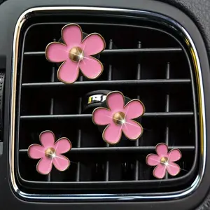 4Pcs small daisy set car out of trend DIY alloy accessories, hole shoes mobile phone case beauty decoration materials