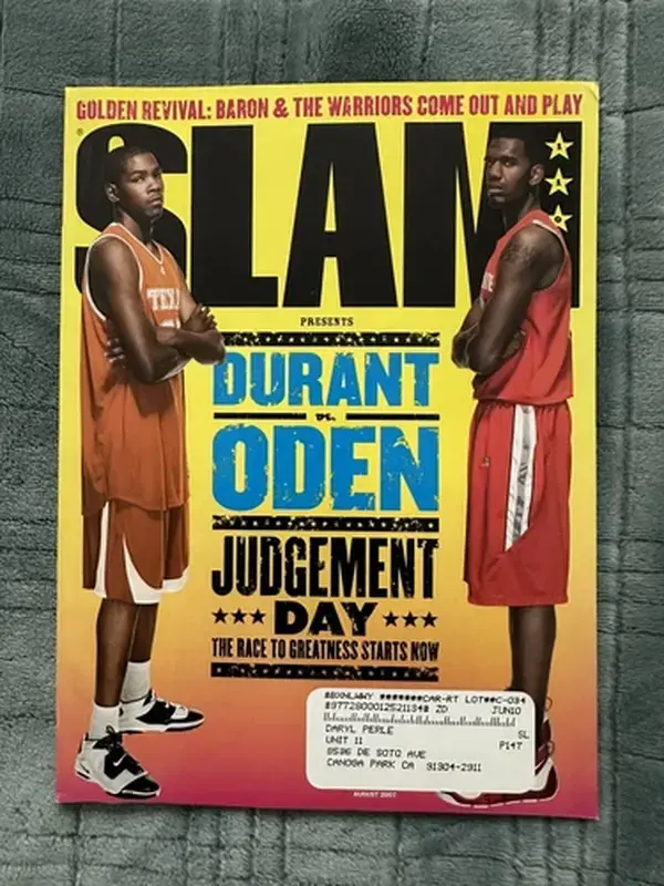 2007 August Slam Magazine Poster Print Kevin Durant vs. Greg Oden Judgement Day - POSTER NO FRAME