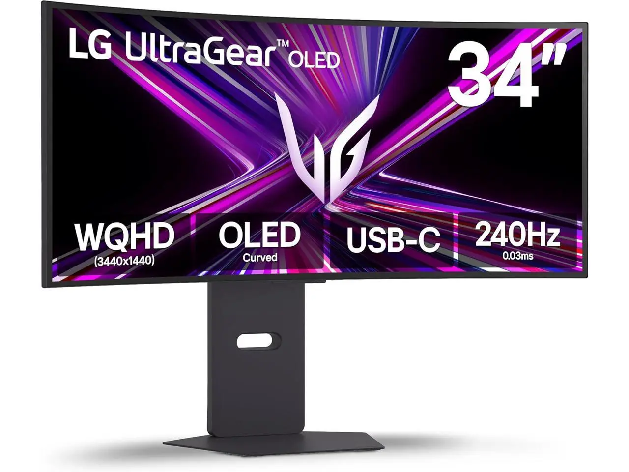 LG 34 inch UltraGear OLED WQHD 1440p 240Hz 0.03ms G-Sync Compatible Gaming Monitor with USB Type-C 65W 34GX900A-B