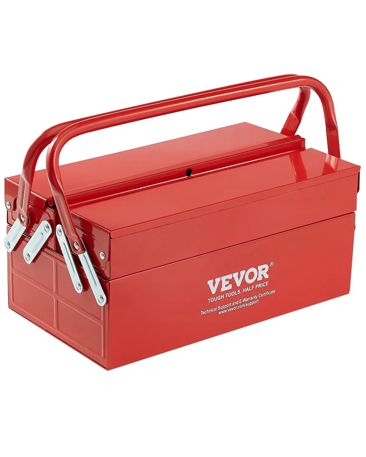 【DealsForYouDays】VEVOR 14-Inch Collapsible Tool Box, 2-Tier 3-Tray Folding Cantilever Storage Box with Handle, Durable Metal Case, Ideal Father's Day Gift for Tool Organization, Durable Metal Box