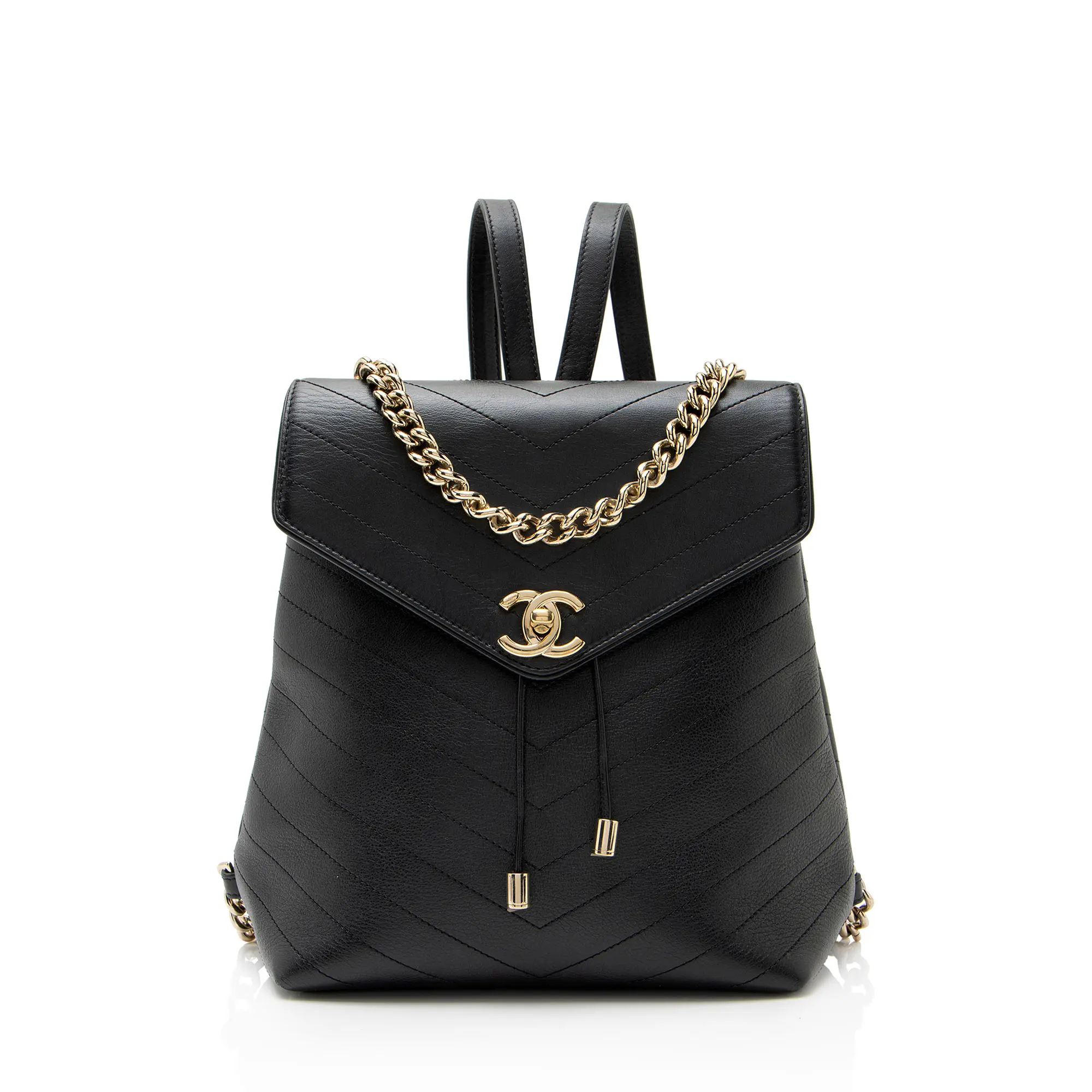 Pre-owned CHANEL Calfskin Backpacks Chevron Grained CC Backpack