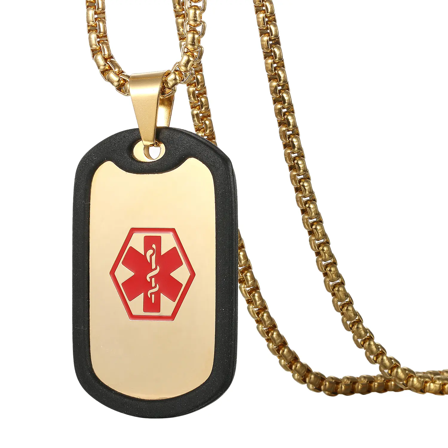 OIDEA Men's Military Dog Tag Pendant Necklace, Engravable Stainless Steel with Silicone Edge, Custom Veteran Graduation Gift, 22-Inch Long Chain, 22 Inch Chain, Custom Gift For Veterans, Veteran Gift