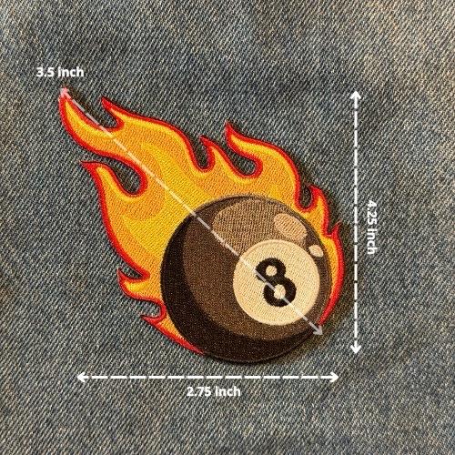 Zaroqui 3.5” 8 Ball on Fire Truck Patch Iron On Embroidered Cotton High-Quality Design for Backpacks Jackets Clothing and More Soft Comfortable Material