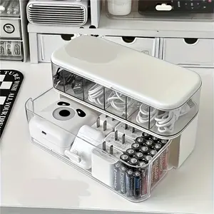 Desktop Data Cable Organizer Box, Phone Charger Line Management Holder, Multi-Port Charging Station, Cord Storage Solution, Desk Organizers