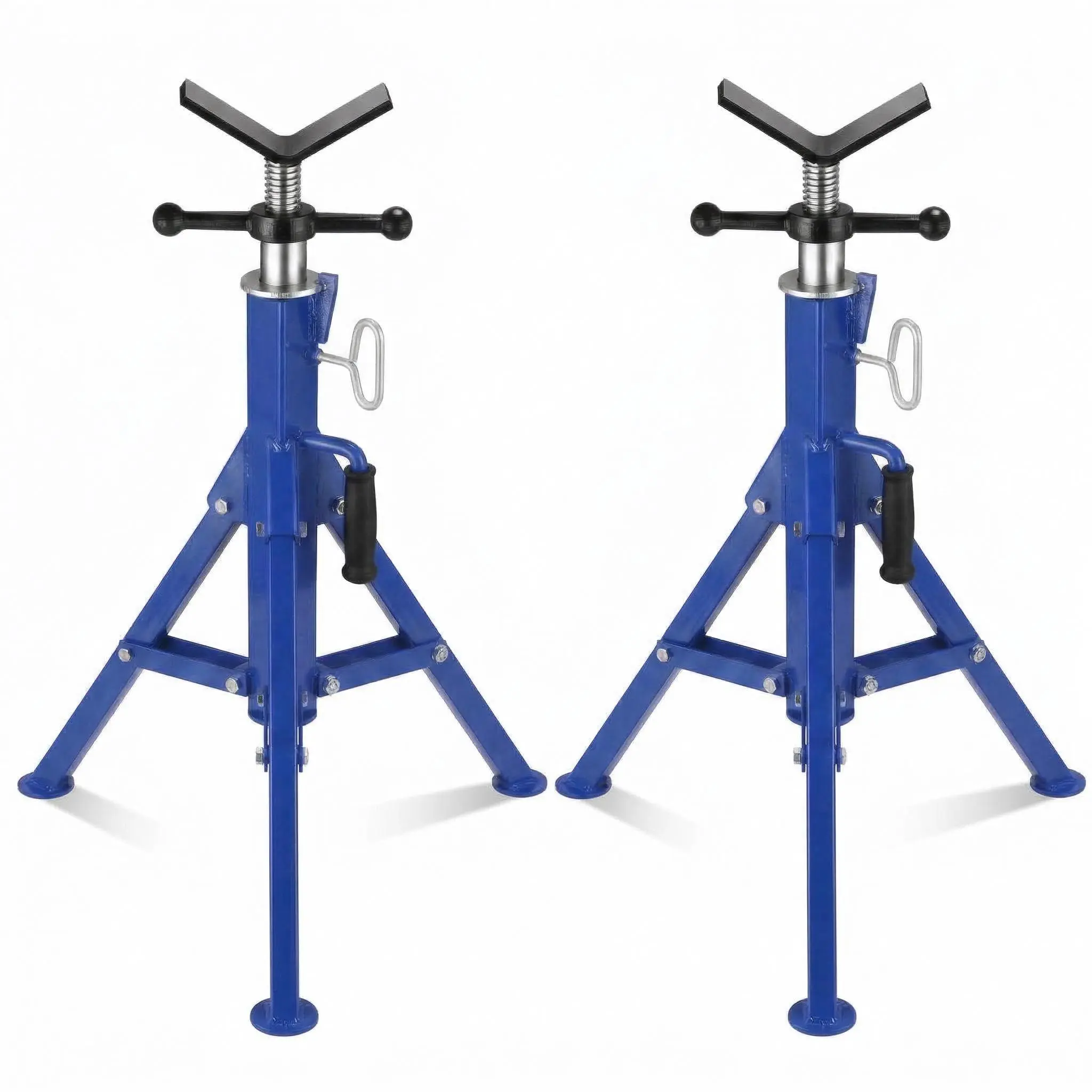 V Head Tripod Pipe Jack Stand, 1/8"-12" Pipe Support Rest, 2500 LB Heavy Duty Carbon Steel Adjustable 28"-52" Folding Portable Pipe Stand for Welding Pipe