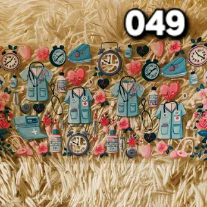 Medical Theme Stickers Set 049 - Includes Stethoscope, Nurse Uniform, Heart, and Clock Designs for Scrapbooking and Crafting