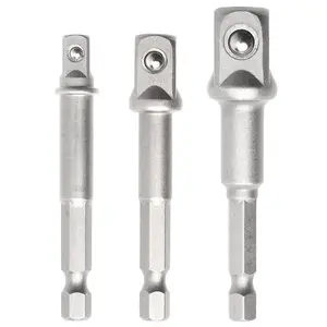 Grade Socket Adapter Set - 1/4", 3/8", 1/2" Drive - Hex Shank Drill Bit Adapter - CR-V Steel Power Drill Extension for Cordless Drill,  Driver & Automotive Tools (3 Pack)