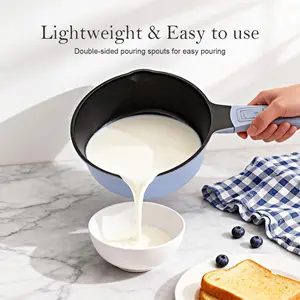 1.5 Qt Non Stick Saucepan with Lid & Pour Spout – Detachable Handle Milk Pot, Induction & Oven Safe, PFOA Free – Small Sauce Pan for Single Person or Dorm