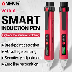 ANENG VC1010 Non-Contact Voltage Tester Pen, AC/DC Voltage Detector with Adjustable Sensitivity, LCD Display, Flashlight, Buzzer Alarm, Breakpoint Detection, Pocket Size Electric Tester