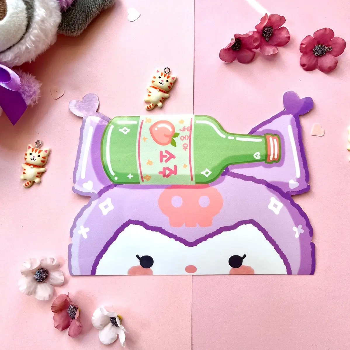 Cute Kuromi Peeker Sticker | Sanrio stationery | Soju Sticker | Sanriocore stationery | Sticker for laptop water bottle
