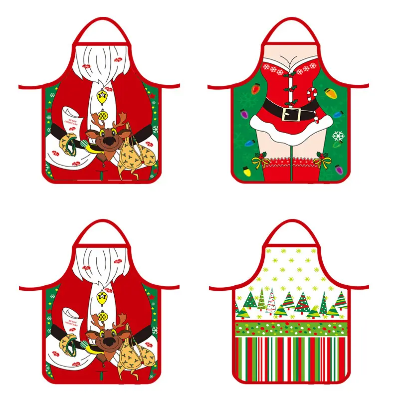 Men's Christmas Apron, Cute Santa Claus Snowflake Design, Durable Sleeveless Kitchen Gear, Perfect for Cooking & Baking