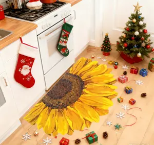 Sunflower-Shaped Doormat Versatile Indoor/Outdoor Door Mat for Porches Soft Non-Slip Absorbent Mat for Kitchens Living Rooms Bedrooms and Entrances Home Porch Decor for Thanksgiving and Christmas