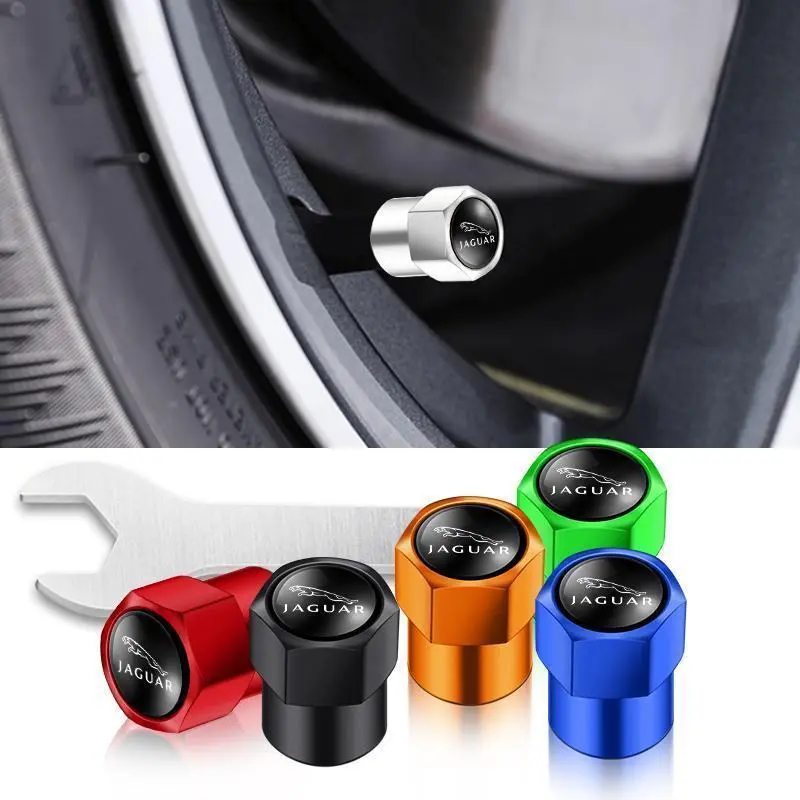 4PCS Car Wheel Tire Valve Caps Tyre Rim Stem Covers For Jaguar E-Pace I-Pace X-Type XFR XE XF XJ F-Type F-Pace XKR Accessories