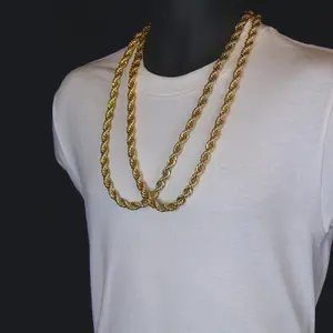 24K Gold Plated 2PCS 10mm Rope Chain Set - 30" Thick | Men's Hip Hop Bold Layered Bling Bundle