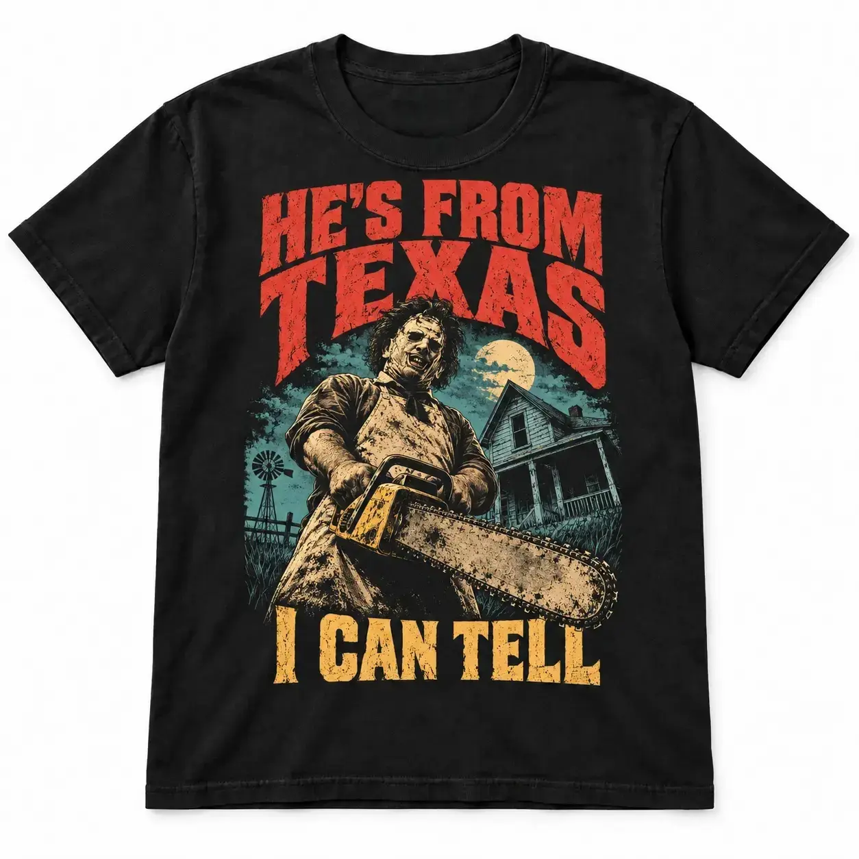 Comfort Colors He's From Texas I Can Tell Shirt, Chainsaw Horror Graphic Tee, Choosin Texas Ella Fella Shirt, Texas Slasher Halloween T-Shirt, Spooky Season Horror Apparel, Retro Scary Movie Gift Unisex Womenswear Menswear Graphic Tops Streetwear SLL