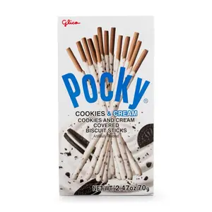 Glico Pocky Cookies & Cream Covered Biscuit Sticks, 2.47oz. Snack. Biscuits. Crunchy Sweet Crispy. Cookies.